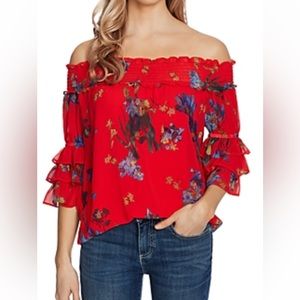 Cece floral off the shoulder blouse